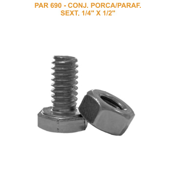 Conjunto Parafuso e Porca – PAR 690-CONJ. PORCA/PARAF. SEXT. 1/4″ x 1/2″